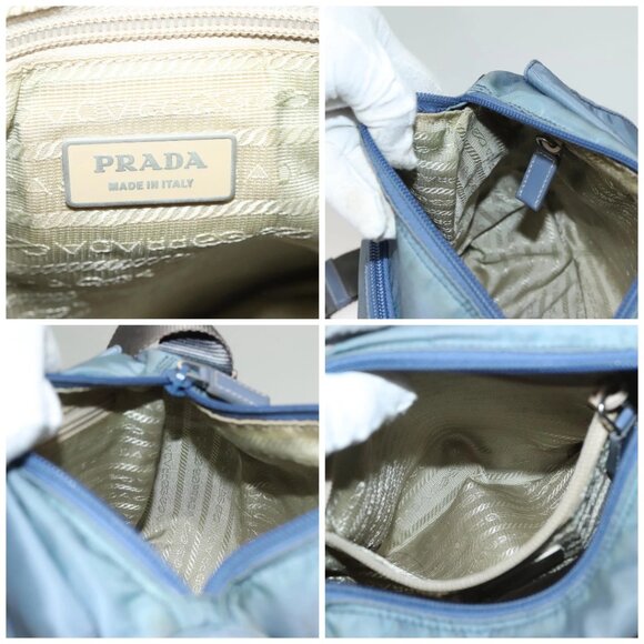 PRADA Shoulder Bag Nylon Blue Silver Auth - Picture 15 of 16
